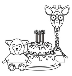 Cartoon sheep happy birthday Royalty Free Vector Image