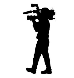 Cameraman with video camera silhouettes on white Vector Image