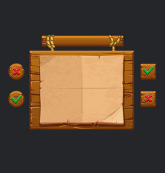 Game ui big kit template wooden menu of Royalty Free Vector