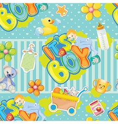 Cute baby boy seamless pattern for textile print vector image