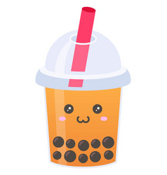 Bubble tea or pearl milk tea line icon set Vector Image