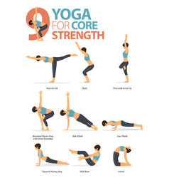 8 yoga poses for strong arms and core Royalty Free Vector