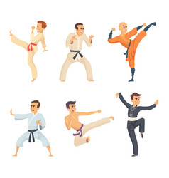 Sport characters in action poses taekwondo karate Vector Image