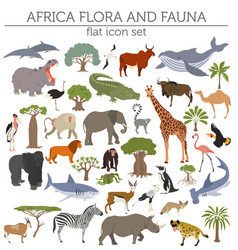 Flat africa flora and fauna map constructor Vector Image