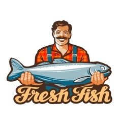 Fisherman with fish Royalty Free Vector Image - VectorStock