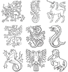 Heraldic sea monsters Royalty Free Vector Image