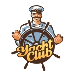 Ship captain logo cruise journey tour Royalty Free Vector