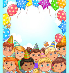 Cute kids joy balloons birthday Royalty Free Vector Image