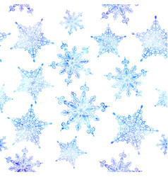 Watercolor snowflakes seamless pattern Royalty Free Vector