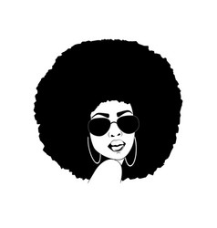 Foxy black woman with afro sunglasses silhouette Vector Image