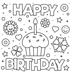 Happy birthday coloring page Royalty Free Vector Image