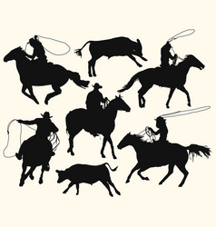 Cowboys silhouettes Royalty Free Vector Image - VectorStock