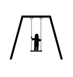 Baby on a swing black silhouette Royalty Free Vector Image