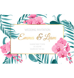 Orchid wedding marriage event invitation card Vector Image