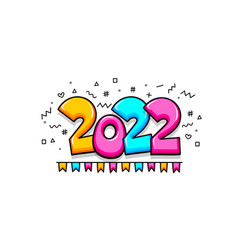Happy new 2022 year party poster template with 3d Vector Image