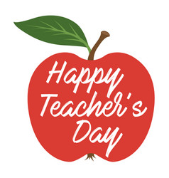 Thank you teacher card with an red apple happy Vector Image