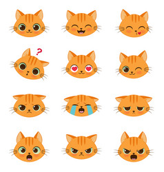 Set of 20 different emotions cat anime doodle Vector Image