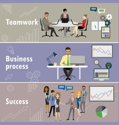 Flat banner set with teamwork business process Vector Image