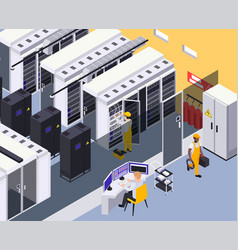 Data center isometric view Royalty Free Vector Image