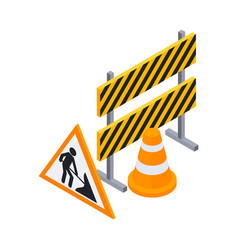 Isolated isometric road construction icon set Vector Image
