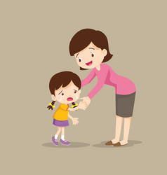 Mom hugging her child boy and talking to him Vector Image