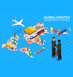 Global logistics network flat 3d isometric Vector Image