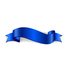 Blue ribbon banner satin glossy bow blank design Vector Image