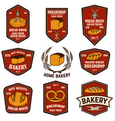 Set bakery bread shop emblems design element Vector Image