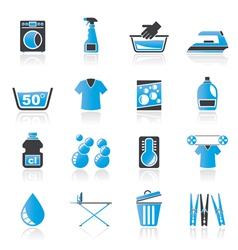 Washing machine and laundry icons Royalty Free Vector Image