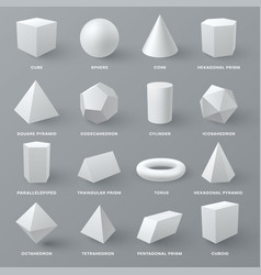 Set basic 3d shapes black geometric solids on Vector Image