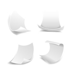 Blank white paper sheets in rolls or curved sides Vector Image