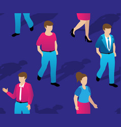 Isometric people in motion young entrepreneurs Vector Image