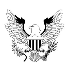 Eagle with arrows and leaves scribble Royalty Free Vector