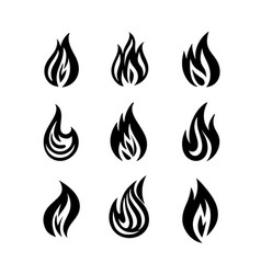 Fire flames set icons Royalty Free Vector Image