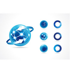 Set of 3d abstract globe icons Royalty Free Vector Image