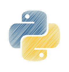 Python emblem blue and yellow snakes Royalty Free Vector