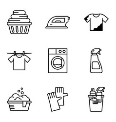 Large set black and white laundry icons Royalty Free Vector