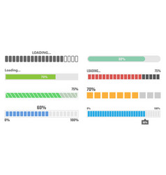 Loading bar icons load progress indicator Vector Image