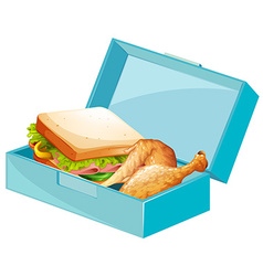 Lunch Box With Sandwiches And Fried Chicken Vector Lunch Box With Sandwiches And Fried Chicken Vector