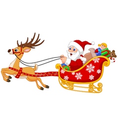 Cute santa clause in his christmas sled Royalty Free Vector