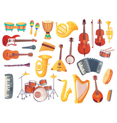 Set of funny cartoon musical instruments for kids Vector Image