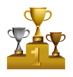 First place trophy cup on podium Royalty Free Vector Image