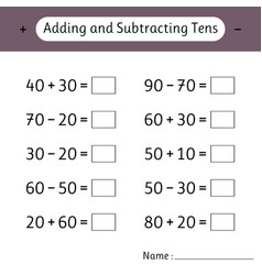 add and subtract tens problem solving