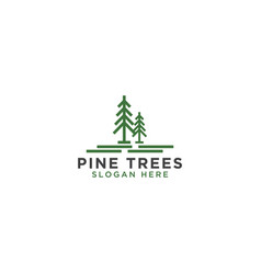pine tree line art logo design template vector image