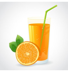 Boy drinking orange juice through a straw Vector Image