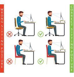 Ergonomics correct sitting posture Royalty Free Vector Image