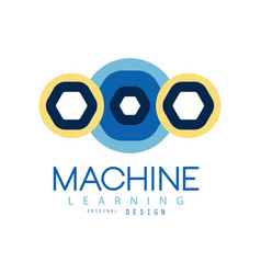 Colored geometric logo of machine learning Vector Image