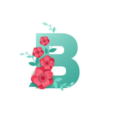 Spring flowers alphabet b Royalty Free Vector Image