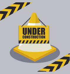 Under construction label with caution tape Vector Image