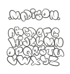 Graffiti bubble shaped alphabet set Royalty Free Vector